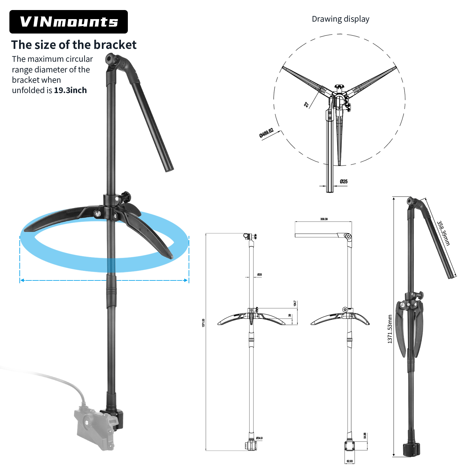 Montagem de pólo do transdutor - Fish Finder Mount avaliação e preço